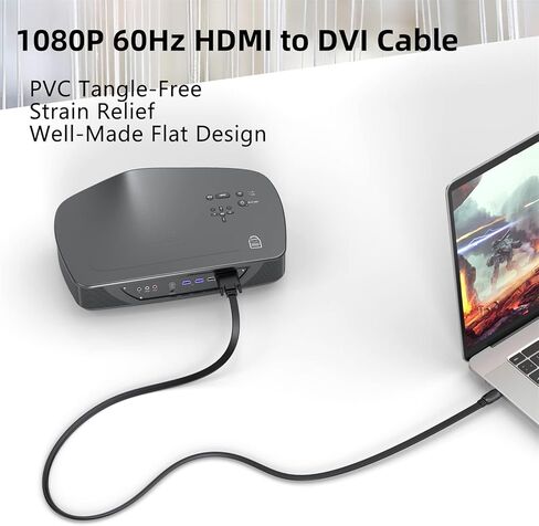 كابل DVI إلى HDMI بطول 10 أقدام، سلك محول فيديو HDMI ثنائي الاتجاه إلى DVI-D، كابل محول HDMI DVI ذكر إلى ذكر تصميم مسطح مطلي بالذهب، متوافق مع الكمبيوتر والألعاب وRaspberry Pi وRoku وPS4... in Kuwait