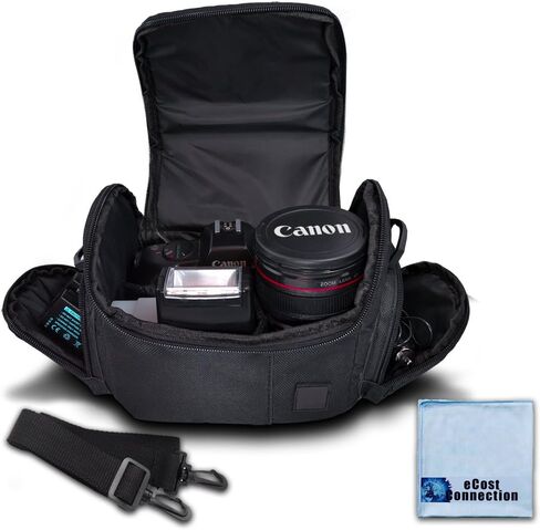 حقيبة/حقيبة معدات الكاميرا المبطنة الناعمة متوسطة الحجم من eCostConnection متوافقة مع كاميرات ومعدات Canon وSony وNikon وOlympus وFuji وSamsung in Kuwait