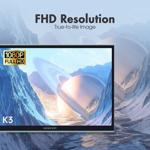 شاشة GEEKOM المحمولة مقاس 16 بوصة، وشاشة موسع للكمبيوتر المحمول USB-C مع غطاء ذكي ومكبر صوت مزدوج HDMI IPS HDR وشاشة كمبيوتر خارجية رفيعة للغاية لأجهزة الكمبيوتر والهواتف وأجهزة Mac وXbox PS4 Switch in Kuwait