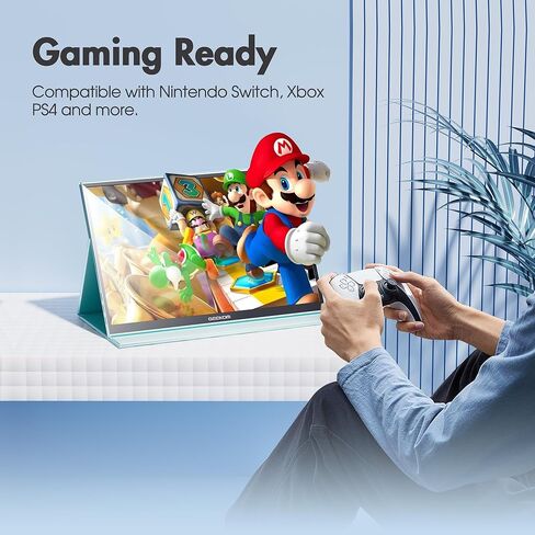 شاشة GEEKOM المحمولة مقاس 16 بوصة، وشاشة موسع للكمبيوتر المحمول USB-C مع غطاء ذكي ومكبر صوت مزدوج HDMI IPS HDR وشاشة كمبيوتر خارجية رفيعة للغاية لأجهزة الكمبيوتر والهواتف وأجهزة Mac وXbox PS4 Switch in Kuwait