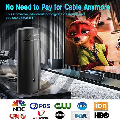 Amplified Indoor Digital Tv Antenna – Powerful Best Amplifier Signal Booster Long Range Support 8K 4K Full HD Smart and Older Tvs with 14ft Coaxial Cable (PF5004) in Kuwait