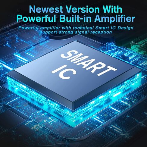 Amplified Indoor Digital Tv Antenna – Powerful Best Amplifier Signal Booster Long Range Support 8K 4K Full HD Smart and Older Tvs with 14ft Coaxial Cable (PF5004) in Kuwait