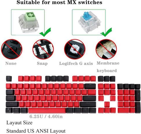 غطاء مفاتيح لعبة 61 PBT، إضاءة خلفية 60% مع تخطيط أمريكي لتكوين OEM لسحب المفاتيح، لوحة مفاتيح ميكانيكية Cherry MX 87/104 (بدون لوحة مفاتيح) (Ahris) in Saudi Arabia
