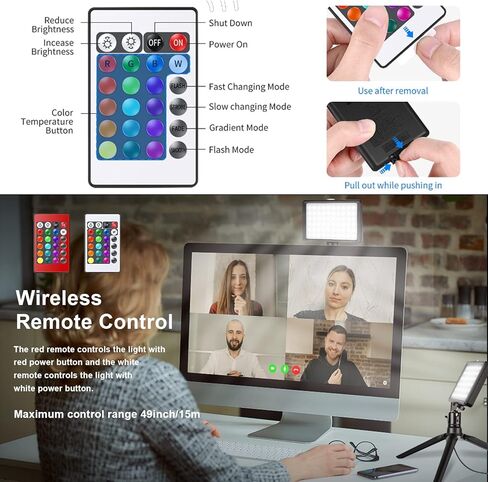 NEWKS RGB Photography Video Lighting,Studio Lights with Adjustable Tripod Stand - 16 Color Lighting for Video Recording/YouTube/TikTok/Live Streaming/Make up/Vlogging in Kuwait