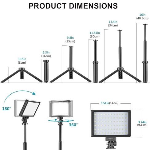 NEWKS RGB Photography Video Lighting,Studio Lights with Adjustable Tripod Stand - 16 Color Lighting for Video Recording/YouTube/TikTok/Live Streaming/Make up/Vlogging in Kuwait