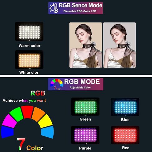 NEWKS RGB Photography Video Lighting,Studio Lights with Adjustable Tripod Stand - 16 Color Lighting for Video Recording/YouTube/TikTok/Live Streaming/Make up/Vlogging in Kuwait