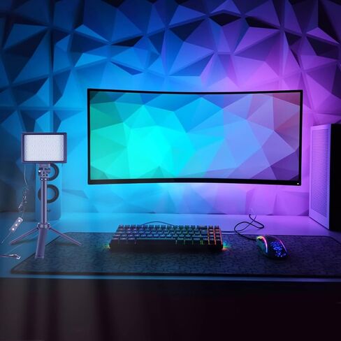 NEWKS RGB Photography Video Lighting,Studio Lights with Adjustable Tripod Stand - 16 Color Lighting for Video Recording/YouTube/TikTok/Live Streaming/Make up/Vlogging in Kuwait