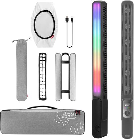 ZHIYUN FIVERAY F100 Light Wand RGB Light Stick 100W أنبوبة LED للتصوير الفوتوغرافي المحمولة قابلة للتعتيم، مع درجة حرارة لون قابلة للتعديل، مراوح مدمجة لتصوير الصور (أسود) in Kuwait