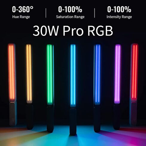 ZHIYUN FIVERAY F100 Light Wand RGB Light Stick 100W أنبوبة LED للتصوير الفوتوغرافي المحمولة قابلة للتعتيم، مع درجة حرارة لون قابلة للتعديل، مراوح مدمجة لتصوير الصور (أسود) in Kuwait