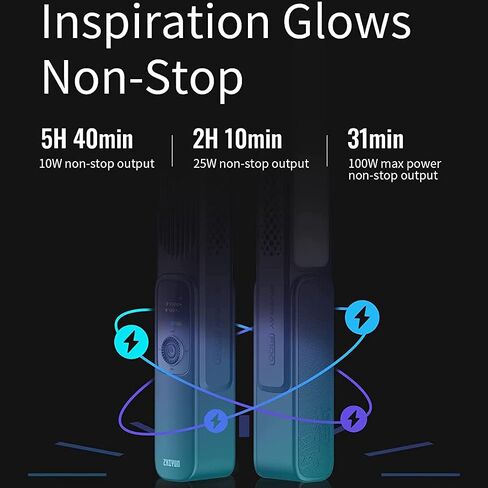 ZHIYUN FIVERAY F100 Light Wand RGB Light Stick 100W أنبوبة LED للتصوير الفوتوغرافي المحمولة قابلة للتعتيم، مع درجة حرارة لون قابلة للتعديل، مراوح مدمجة لتصوير الصور (أسود) in Kuwait
