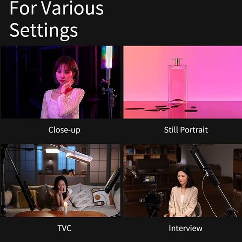 ZHIYUN FIVERAY F100 Light Wand RGB Light Stick 100W أنبوبة LED للتصوير الفوتوغرافي المحمولة قابلة للتعتيم، مع درجة حرارة لون قابلة للتعديل، مراوح مدمجة لتصوير الصور (أسود) in Kuwait
