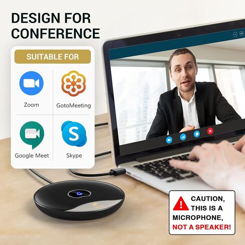 TONOR USB Conference Microphone, 360° Omnidirectional PC Computer Condenser Mic with Mute Button for Online Meeting/Class, Zoom Call, Skype Chatting, Plug & Play (TM20) in Saudi Arabia