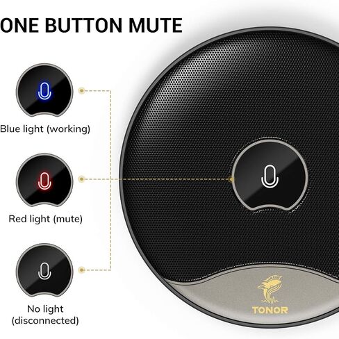 TONOR USB Conference Microphone, 360° Omnidirectional PC Computer Condenser Mic with Mute Button for Online Meeting/Class, Zoom Call, Skype Chatting, Plug & Play (TM20) in Saudi Arabia