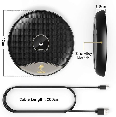 TONOR USB Conference Microphone, 360° Omnidirectional PC Computer Condenser Mic with Mute Button for Online Meeting/Class, Zoom Call, Skype Chatting, Plug & Play (TM20) in Saudi Arabia