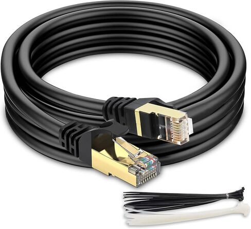 كابل إيثرنت MAXLIN CABLE Cat 7 للألعاب - سلك توصيل شبكة LAN بطول 35 قدمًا، كابل إنترنت عالي السرعة 10 جيجابايت في الثانية، RJ45، 24AWG، موصلات 600 ميجاهرتز لجهاز التوجيه والمودم، متوافق مع التلفزيون والكمبيوتر الشخصي وPS3 in Kuwait