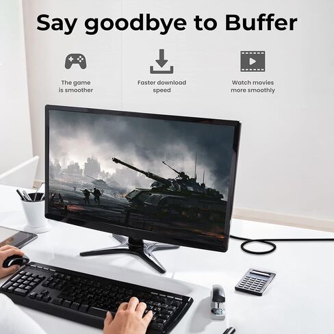 كابل إيثرنت MAXLIN CABLE Cat 7 للألعاب - سلك توصيل شبكة LAN بطول 35 قدمًا، كابل إنترنت عالي السرعة 10 جيجابايت في الثانية، RJ45، 24AWG، موصلات 600 ميجاهرتز لجهاز التوجيه والمودم، متوافق مع التلفزيون والكمبيوتر الشخصي وPS3 in Kuwait