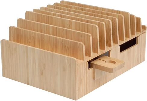 محطة شحن MobileVision Bamboo ذات 10 منافذ ومنظم إرساء للهواتف الذكية والأجهزة اللوحية، بحجم عائلي، للاستخدام في مكاتب الشركات والفصول الدراسية in Saudi Arabia