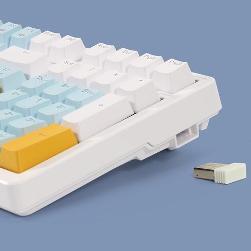 Merdia Wireless Mechanical Keyboard, Triple Mode 2.4G/USB-C/BT Gaming Keyboard, 100 Keys Ice Blue Backlit, Red Switch Rechargeable Wired Keyboard Blue & Yellow & White Combo Color for Office/Gaming in Saudi Arabia