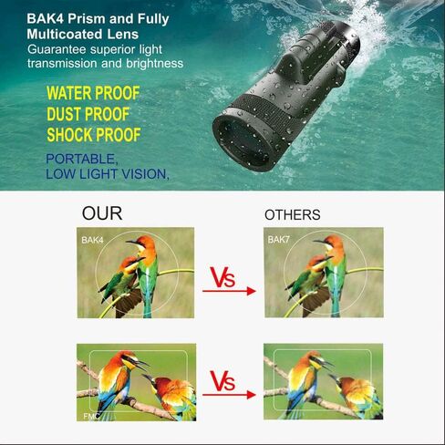 تلسكوب أحادي العين عالي القوة 12 × 50 محول ثلاثي القوائم للهواتف الذكية وحزام يد مقاوم للماء والضباب BAK-4 منشور FMC HD نطاق أحادي العين لمشاهدة الطيور والصيد والتخييم والمشي لمسافات طويلة والسفر in Kuwait