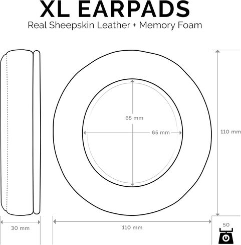 BRAINWAVZ XL Micro Suede Memory Foam Earpads for AKG 701 & Many Other Large Over The Ear Headphones - Sennheiser, JBL, Bayerdynamic, HifiMan, ATH, Philips, Fostex, Sony Ear Pads in Kuwait