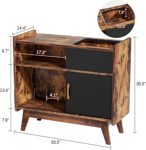 حامل مشغل تسجيلات HAIOOU مع مصابيح LED، خزانة تخزين كبيرة لسجلات الفينيل مع مخرج طاقة، حامل حامل القرص الدوار في منتصف القرن، رف تخزين سجل الألبوم مع أرجل خشبية للأقراص المضغوطة والمجلة والكتاب in Kuwait