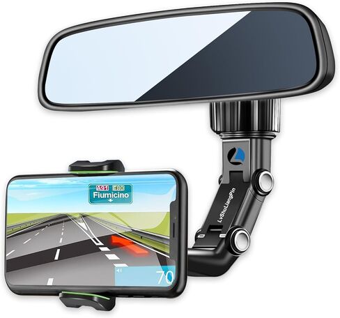 حامل هاتف LvShuLiangPin بمرآة الرؤية الخلفية للسيارة، يدور 360 درجة، حامل هاتف متعدد الوظائف وحامل GPS حامل هاتف سيارة عالمي لجميع الهواتف الذكية in Kuwait