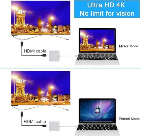محول Zhpamax USB C إلى HDMI، محول فيديو 4K مع منفذ شحن USB 3.0 ونوع C، محول USB-C رقمي AV متعدد المنافذ لأجهزة Mac وأجهزة USB من النوع C in Kuwait