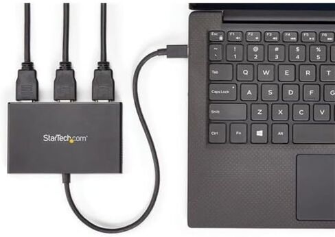 محول StarTech.com 3 منافذ USB-C متعدد الشاشات، USB من النوع C إلى 3x DisplayPort 1.2 MST Hub، موسع / مقسم عرض الكمبيوتر المحمول الثلاثي 1080p 30 هرتز DP، كابل مدمج طويل جدًا، Windows (MSTCDP123DP) in Kuwait