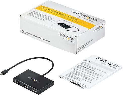 محول StarTech.com 3 منافذ USB-C متعدد الشاشات، USB من النوع C إلى 3x DisplayPort 1.2 MST Hub، موسع / مقسم عرض الكمبيوتر المحمول الثلاثي 1080p 30 هرتز DP، كابل مدمج طويل جدًا، Windows (MSTCDP123DP) in Kuwait