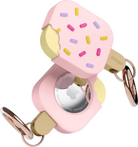elago Ice Cream Case Compatible with Apple AirTag Keychain, Compatible with AirTag Case -Drop Protection, Carabiner Key Ring (Track Keys, Backpacks, Purses) Tracking Device Not Included (Dark Brown) in Saudi Arabia