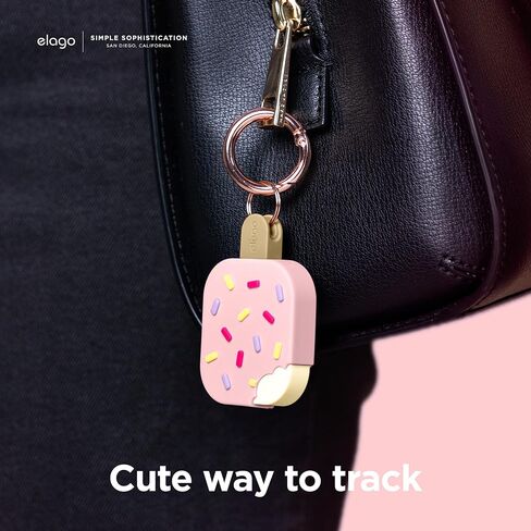 elago Ice Cream Case Compatible with Apple AirTag Keychain, Compatible with AirTag Case -Drop Protection, Carabiner Key Ring (Track Keys, Backpacks, Purses) Tracking Device Not Included (Dark Brown) in Saudi Arabia