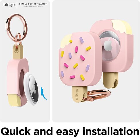 elago Ice Cream Case Compatible with Apple AirTag Keychain, Compatible with AirTag Case -Drop Protection, Carabiner Key Ring (Track Keys, Backpacks, Purses) Tracking Device Not Included (Dark Brown) in Saudi Arabia