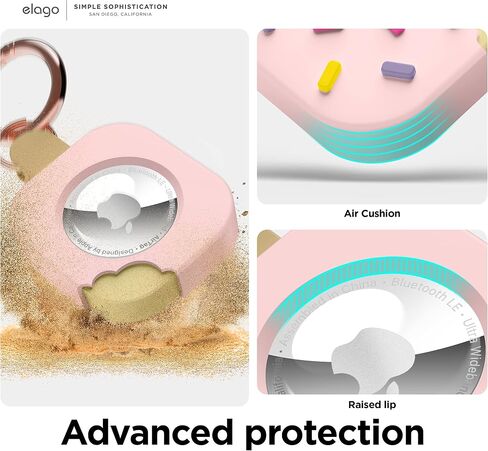 elago Ice Cream Case Compatible with Apple AirTag Keychain, Compatible with AirTag Case -Drop Protection, Carabiner Key Ring (Track Keys, Backpacks, Purses) Tracking Device Not Included (Dark Brown) in Saudi Arabia