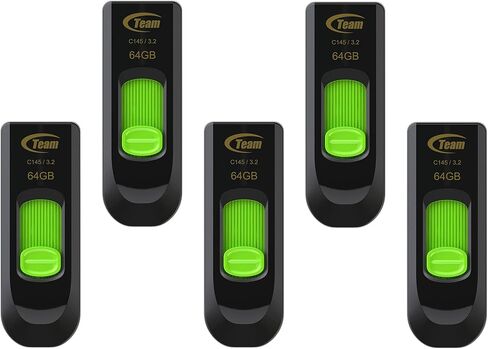 TEAMGROUP C145 32GB 50 Pack USB 3.2 Gen 1 (3.1/3.0) محرك أقراص فلاش USB، عصا ذاكرة تخزين البيانات الخارجية متوافقة مع الكمبيوتر/الكمبيوتر المحمول (أسود-أصفر) TC145332GY25 in Kuwait