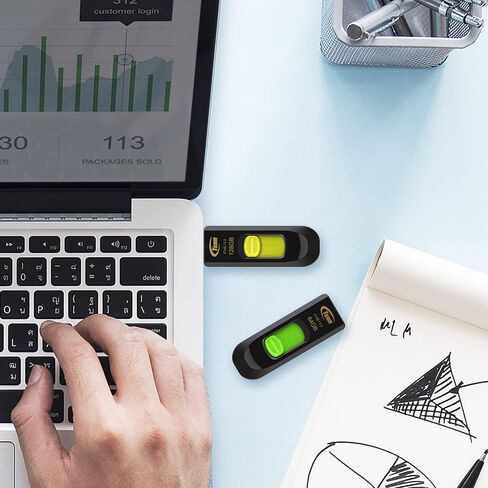 TEAMGROUP C145 32GB 50 Pack USB 3.2 Gen 1 (3.1/3.0) محرك أقراص فلاش USB، عصا ذاكرة تخزين البيانات الخارجية متوافقة مع الكمبيوتر/الكمبيوتر المحمول (أسود-أصفر) TC145332GY25 in Kuwait