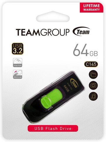 TEAMGROUP C145 32GB 50 Pack USB 3.2 Gen 1 (3.1/3.0) محرك أقراص فلاش USB، عصا ذاكرة تخزين البيانات الخارجية متوافقة مع الكمبيوتر/الكمبيوتر المحمول (أسود-أصفر) TC145332GY25 in Kuwait