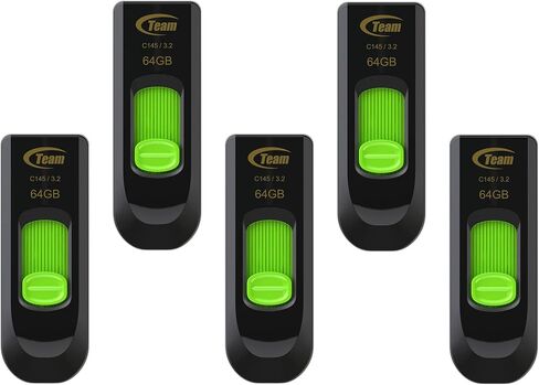 TEAMGROUP C145 32GB 50 Pack USB 3.2 Gen 1 (3.1/3.0) محرك أقراص فلاش USB، عصا ذاكرة تخزين البيانات الخارجية متوافقة مع الكمبيوتر/الكمبيوتر المحمول (أسود-أصفر) TC145332GY25 in Kuwait