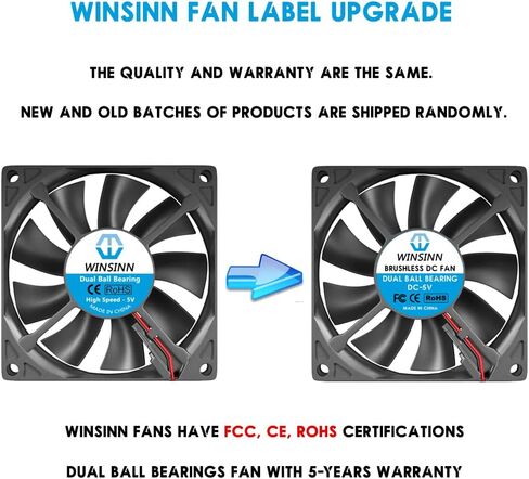 WINSINN DC 80 مم مروحة 24 فولت 8015 محمل كروي مزدوج تبريد بدون فرشاة 80 مم × 15 مم 2PIN (عبوة من قطعتين) in Kuwait
