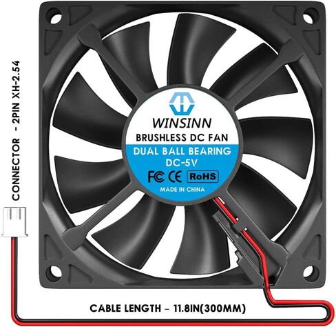 WINSINN DC 80 مم مروحة 24 فولت 8015 محمل كروي مزدوج تبريد بدون فرشاة 80 مم × 15 مم 2PIN (عبوة من قطعتين) in Kuwait
