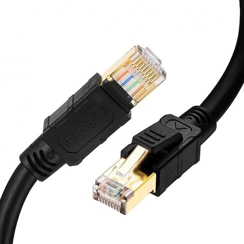 Cat8 Ethernet Cable, 6ft Supper Speed 26AWG 40Gbps, 2000Mhz with Gold Plated RJ45 Connector Cat8 LAN Network SSTP UV Cable, SSTP UV for Router/Gaming/Modem (CAT8-6FT) in Kuwait