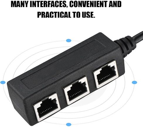 Rj45 Ethernet Splitter Cable, 1 Male to 3 Female Port LAN Ethernet Transfer Connector with Standard Abs Flexible Antenna, Home Office Ethernet Splitter for All Networks in Kuwait