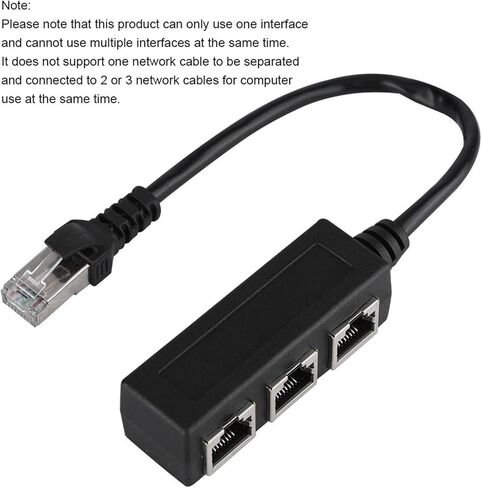 Rj45 Ethernet Splitter Cable, 1 Male to 3 Female Port LAN Ethernet Transfer Connector with Standard Abs Flexible Antenna, Home Office Ethernet Splitter for All Networks in Kuwait