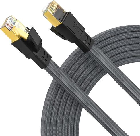 كابل إيثرنت Cat 8 بطول 6 أقدام، سلك تصحيح شبكة Cat 8 LAN عالي التحمل 26AWG، كابل شبكة مسطح عالي السرعة، سلك إنترنت 40 جيجابت في الثانية 2000 ميجا هرتز مع موصل RJ45 مطلي بالذهب للمودم/جهاز التوجيه/الألعاب/الكمبيوتر الشخصي والمزيد in Kuwait