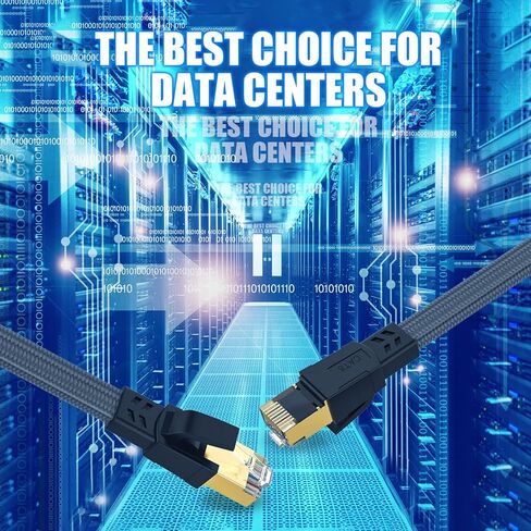 كابل إيثرنت Cat 8 بطول 6 أقدام، سلك تصحيح شبكة Cat 8 LAN عالي التحمل 26AWG، كابل شبكة مسطح عالي السرعة، سلك إنترنت 40 جيجابت في الثانية 2000 ميجا هرتز مع موصل RJ45 مطلي بالذهب للمودم/جهاز التوجيه/الألعاب/الكمبيوتر الشخصي والمزيد in Kuwait