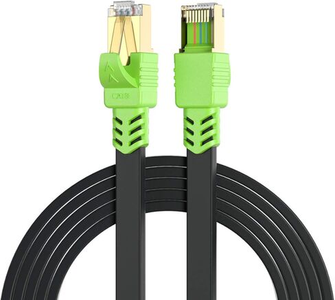 كابل إيثرنت CAT 8 بطول 65 قدمًا، كابل شبكة LAN مسطح عالي السرعة 26AWG تصحيح 40 جيجابت في الثانية، 2000 ميجا هرتز مع موصل RJ45 مطلي بالذهب لجهاز التوجيه والمودم والكمبيوتر الشخصي والمحولات والمحور والكمبيوتر المحمول والألعاب وXbox in Kuwait