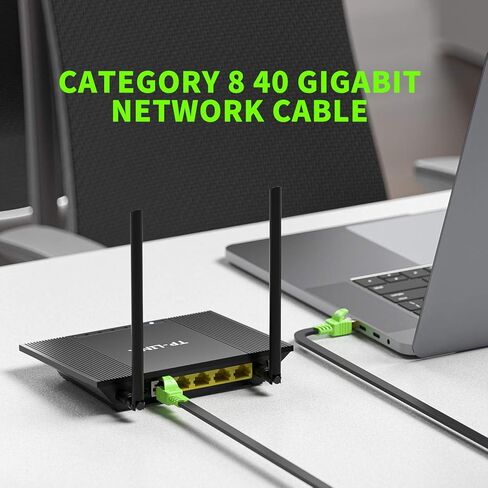 كابل إيثرنت CAT 8 بطول 65 قدمًا، كابل شبكة LAN مسطح عالي السرعة 26AWG تصحيح 40 جيجابت في الثانية، 2000 ميجا هرتز مع موصل RJ45 مطلي بالذهب لجهاز التوجيه والمودم والكمبيوتر الشخصي والمحولات والمحور والكمبيوتر المحمول والألعاب وXbox in Kuwait