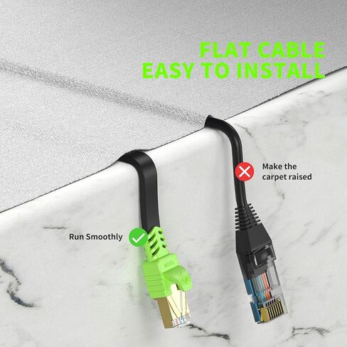 كابل إيثرنت CAT 8 بطول 65 قدمًا، كابل شبكة LAN مسطح عالي السرعة 26AWG تصحيح 40 جيجابت في الثانية، 2000 ميجا هرتز مع موصل RJ45 مطلي بالذهب لجهاز التوجيه والمودم والكمبيوتر الشخصي والمحولات والمحور والكمبيوتر المحمول والألعاب وXbox in Kuwait