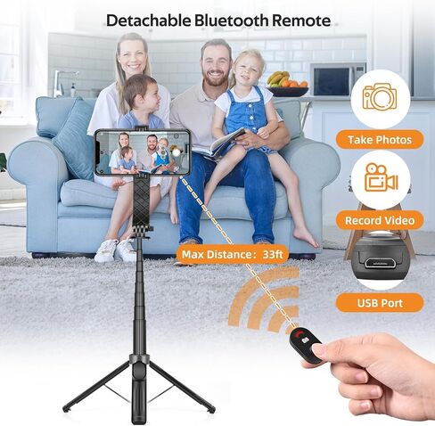 UTEBIT Selfie Stick, Updated 4-Foot Selfie Stick Tripod, 40 inch Extendable Phone Stick, Lightweight Aluminum 6 in 1 Phone Tripod with Remote, Fill Lights Compatible with All Type Cell Phones in Kuwait