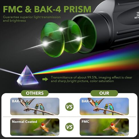 Sunhe 13x50 تلسكوب أحادي العين عالي القوة مع منشور BAK4، عدسة FMC، مقبض، موصل ثلاثي القوائم لمشاهدة الطيور والصيد والمشي لمسافات طويلة والتخييم والسفر (المعايرة) in Kuwait