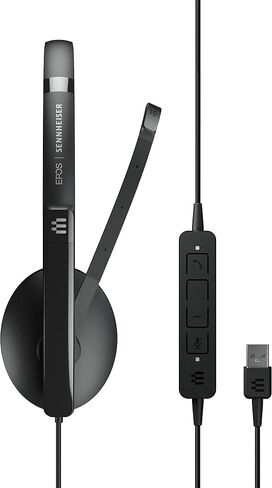 EPOS | Sennheiser Adapt 160 USB II (1000915) - Wired, Double-Sided, UC Optimized Headset with USB Connectivity - Superior Stereo Sound - Enhanced Comfort - Call Control - Black in Kuwait